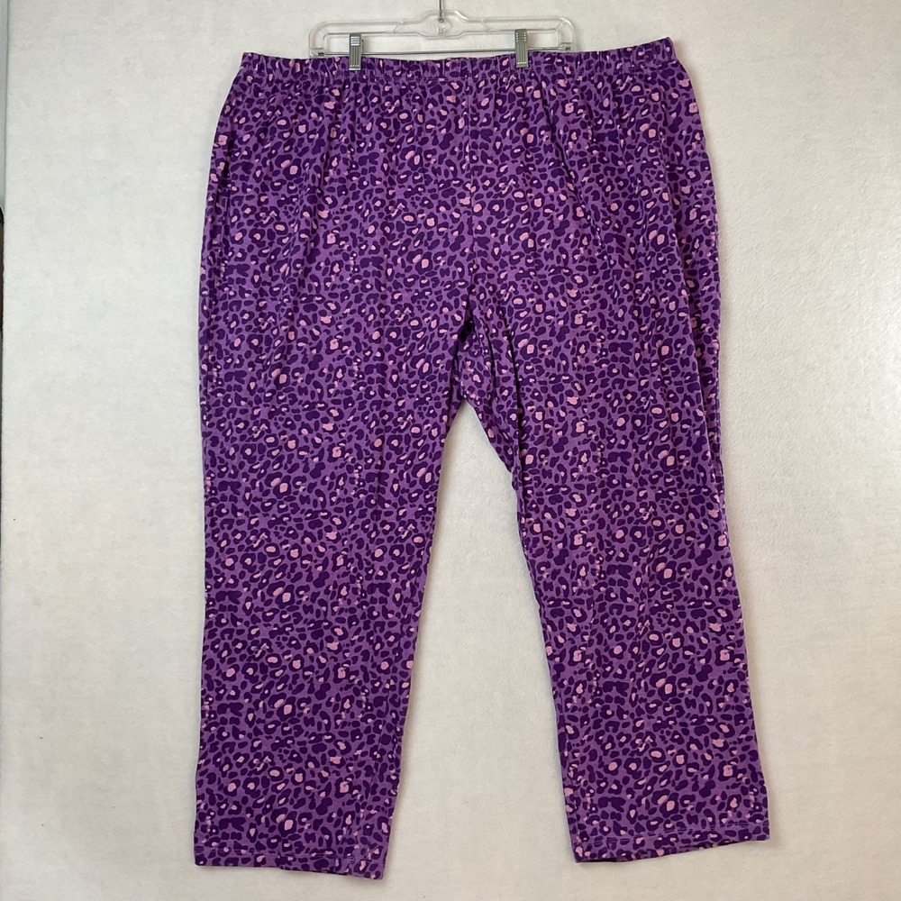 Catherines Purple Leopard Print Cotton Knit Pajama Pants 2X 26/28
